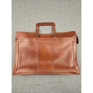 Vintage Genuine Leather Briefcase Saddle Tan Brass Lawyers Portfolio Bag Taiwan